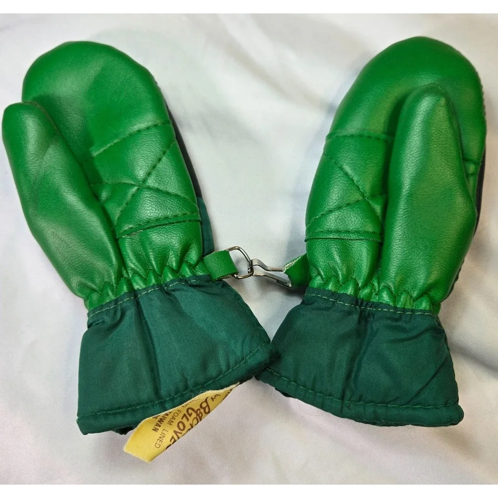 Becker Gloves Toddler Mittens Real Leather Green Diamond Vintage Kabralon Thermo